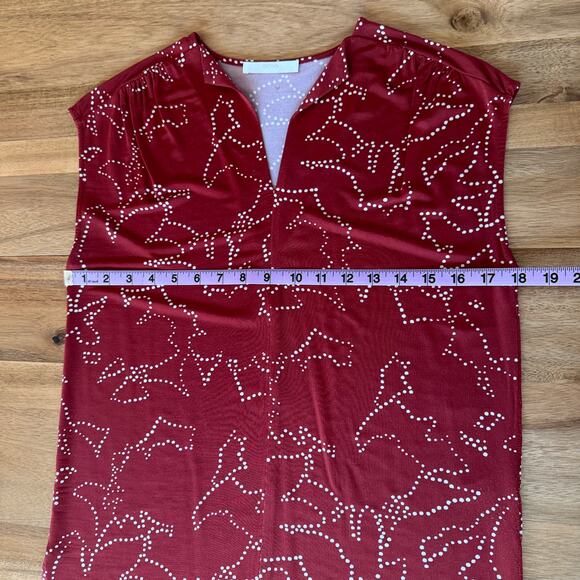 BOSS by Hugo Boss Esoa V Neck Top Dot Blouse Extra Small Red Career Professional - Picture 14 of 15